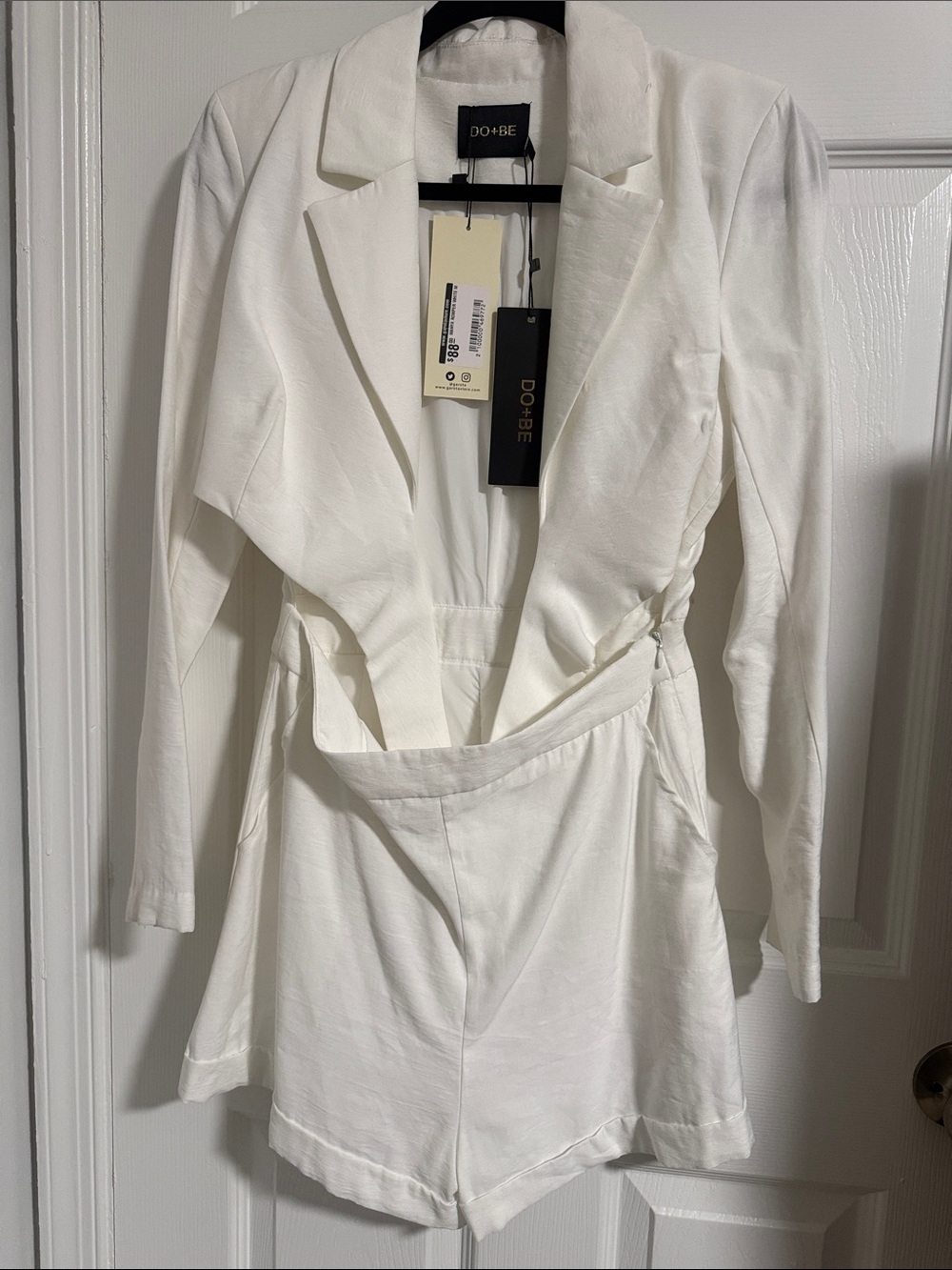 DO+BE White Long Sleeve Tailored Romper Dress